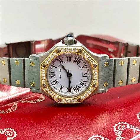 cartier santos octagon replica|cartier santos diamond bezel.